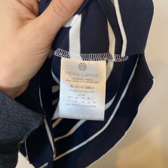 Rena Lange Striped Front Pocket Short Sleeve Top - Picture 2 of 5